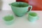 Fire King Jadite Mixing Bowl and (2) Coffee Cups