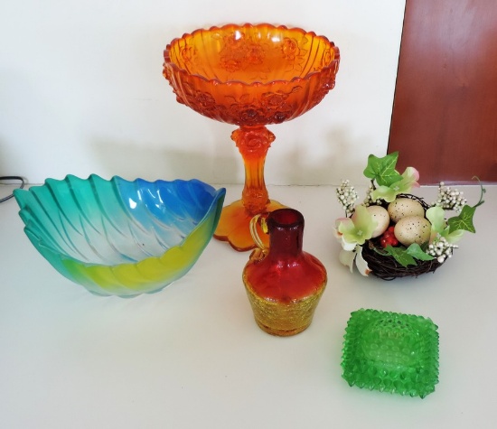 Lot of Vintage Colored Glass Glass