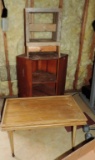 Corner Shelf and End Table and Two Stools