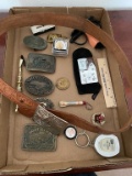 Lot of Belt Buckles and Tape Measures