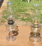 Pair of Glass Oil Lamps