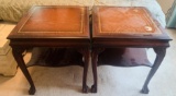 Pair of Leather Topped End Tables