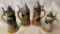 4 German Decorated Ceramic Steins