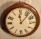 Rare Antique Round Wall Clock in Dovetailed Mahogany case