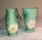 2 Weller Wild Rose Pottery Vases