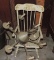 Decorated Childs Rocking Chair & Tin 6 Light Ceiling Lamp