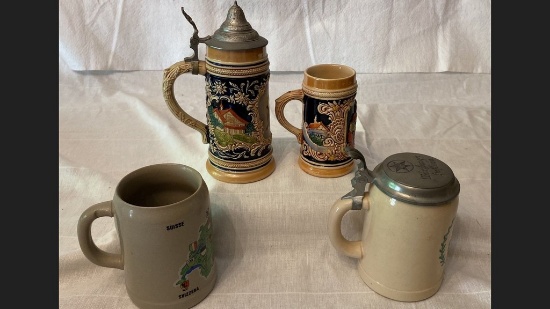 Lot Of 4 German Steins