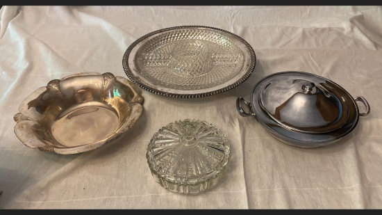 Tray Lot Glassware & Silverplate