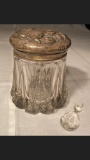 Victorian Pressed Glass Jar with Silver Plate Lid