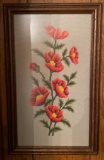 Framed Needle Work Floral Picture