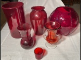 5 Piece Collection of Red Glassware