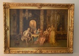 French Interior Color Print in Fancy Gold Frame