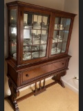 Vintage Mahogany Trestle Base Display Cabinet