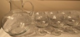 7 piece Etched Glass Water Set