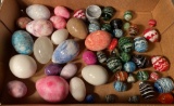 Tray Lot of Marble and Glass Eggs