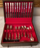 Set of International Deep Silver Flatware in Wood Box