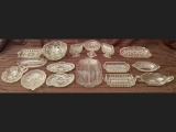 Tray Lot of Assorted Pressed Glass Dishes