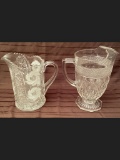 Two Pressed Glass Water Pitchers