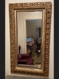 Antique Gold Gilded Beveled Glass Wall Mirror