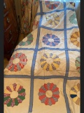 Hand Stitched Grandmothers Flower Garden Quilt Top