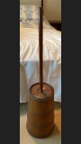 Antique Primitive Wood Staved Butter Churn With Paddle