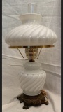 Milk Glass Gone With The Wind Electric Lamp