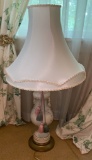 Vintage Ceramic Urn Shape Table Lamp With Original Shade