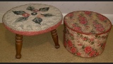 2 Pc Vintage Stool & Hatbox Lot