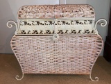 Vintage Wicker and Decorative Metal Hamper