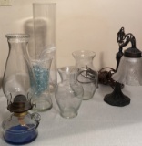 Lamp and Glass Vase Lot