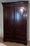 Antique Gothic Mahogany Two Door Wardrobe