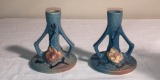 Pair Of Roseville Pottery Magnolia 4 1/2