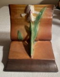 Unsigned Roseville Pottery Iris Bookend