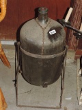 Antique 5 Gallon Water Bottle On Tilting Metal Stand