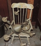 Decorated Childs Rocking Chair & Tin 6 Light Ceiling Lamp