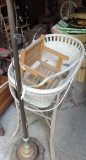 Wicker Bassinet, Swinging Childs Chair & Pole Lamp