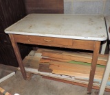 1920's Porcelain Top 1 Drawer Table