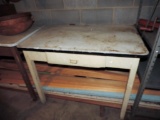 1920's Porcelain Top 1 Drawer Table