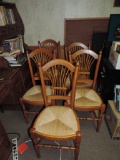 Lot of (6) French Country Rush Seat Chairs