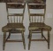 Great Pair Of Paint Decorated Pennsylvania Plank Bottom Chairs