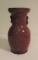 Unusual Redware Vase Oriental-Shape With Incised Floral Design