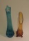 Blue & Amber Mid-Century Modern Stretch Glass vases
