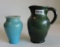Green Pisgah Forest Pitcher & Blue Vase