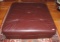 Button-Tufted Brown Leather Square Ottoman