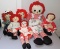 Lot of Six Raggedy Ann and Andy Cloth Dolls