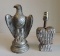 Silver Painted Plaster Eagle & Carved Wood Heart Shape Lamp