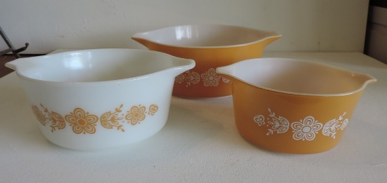 3 Pyrex Graduated Nesting Mixing-Batter Bowls