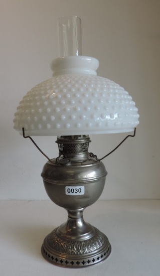 Antique Bradley & Hubbard Oil Lamp With Milk Glass Shade