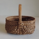 Small Vintage Oak Splint N C Buttocks Basket