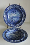 2 Antique Historical Blue Bowls